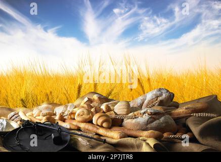 Pane nel campo dei cereali Foto Stock