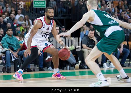 Wroclaw, Polonia, 8th marzo 2023. 7days Eurocup: WKS Slask Wroclaw vs Lions di Londra nella Centennial Hall. Foto: #4 Jordan Taylor © Piotr Zajac/Alamy Live News Foto Stock