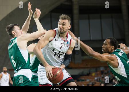 Wroclaw, Polonia, 8th marzo 2023. 7days Eurocup: WKS Slask Wroclaw vs Lions di Londra nella Centennial Hall. Foto: #7 Sam Dekker © Piotr Zajac/Alamy Live News Foto Stock
