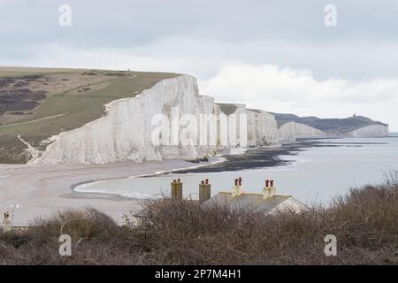 Cuckmere Haven & Seven Sisters Cliff, East Sussex, Regno Unito Foto Stock