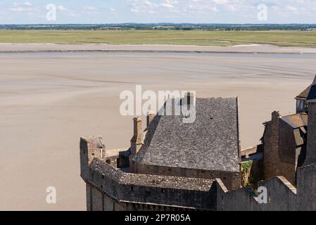 Dettagli della fortificazione del Mont Saint Michel (Francia) Foto Stock