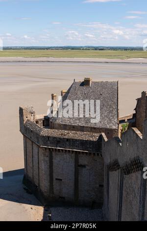Dettagli della fortificazione del Mont Saint Michel (Francia) Foto Stock