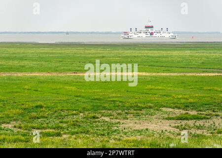 Il traghetto tra la terraferma e l'isola di Ameland, Paesi Bassi 2022. Foto Stock