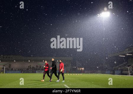 Londra, Regno Unito. 08th Mar, 2023. Londra, Inghilterra, 8th 2023 marzo: I giocatori di Liverpool si scaldano prima della partita di calcio della Barclays fa Women's Super League tra Arsenal e Liverpool al Meadow Park di Londra, Inghilterra. (James Whitehead/SPP) Credit: SPP Sport Press Photo. /Alamy Live News Foto Stock