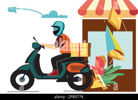 consegna rapida dei prodotti dal negozio Illustrazione Vettoriale