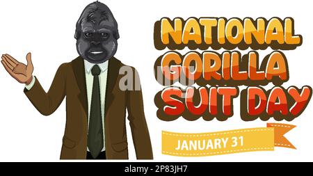 Illustrazione del design della bandiera nazionale Gorilla Suit Day Illustrazione Vettoriale