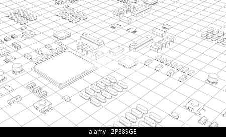 Circuito stampato elettrico, chip vari Foto Stock