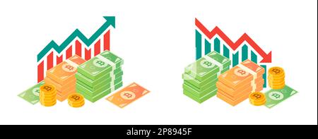 Thai Baht aumento di valore e in calo illustrazioni Illustrazione Vettoriale