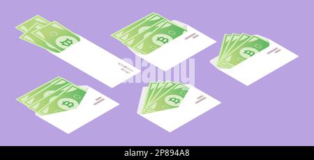 Thai Baht denaro in busta Isometrica icona Illustrazione Vettoriale