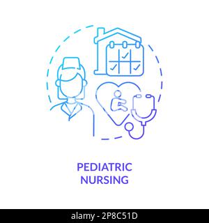 Icona del concetto di gradiente blu infermieristico pediatrico Illustrazione Vettoriale