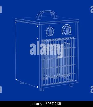 3D modello a telaio filare di riscaldatore a ventola elettrica industriale Foto Stock