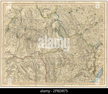 GALLES DEL SUD/VALLI DI WYE, BEACON BRECON. Breconshire Monmouthshire CARY 1832 mappa Foto Stock