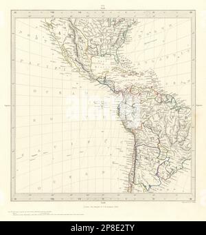 AMERICHE. Proiezione gnomonica. Repubblica del Texas. USA Messico. SDUK 1846 vecchia mappa Foto Stock