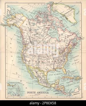 Nord America. Dominio del Canada. Stati Uniti. BARTOLOMEO 1898 vecchia mappa Foto Stock