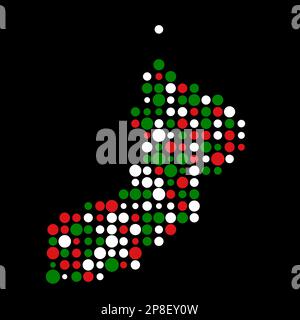 Oman Map Silhouette pixelated generative pattern Illustration Illustrazione Vettoriale