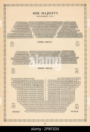 Her Majesty's Theatre, Haymarket, Londra. Posti a sedere vintage con 1960 stampe antiche Foto Stock