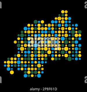 Rwanda Mappa Silhouette pixelated modello generativo illustrazione Illustrazione Vettoriale