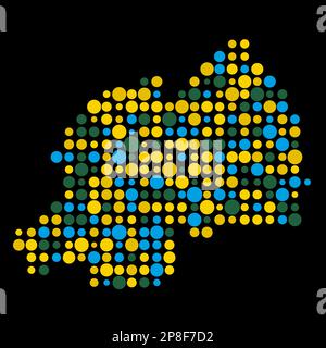 Rwanda Mappa Silhouette pixelated modello generativo illustrazione Illustrazione Vettoriale