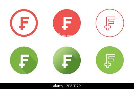 Set di icone simbolo franco svizzero Illustrazione Vettoriale