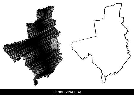 Fenland Distretto non-metropolitano (Regno Unito di Gran Bretagna e Irlanda del Nord, contea cerimoniale Cambridgeshire o Cambs, Inghilterra) mappa vecto Illustrazione Vettoriale