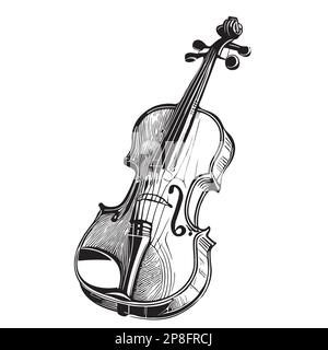 Violino disegno a mano retrò schizzo illustrazione strumento musicale Illustrazione Vettoriale