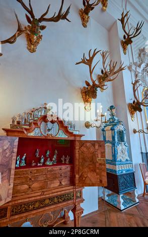 Abbagliante interno del castello di Moritzburg. Sassonia, Germania Foto Stock