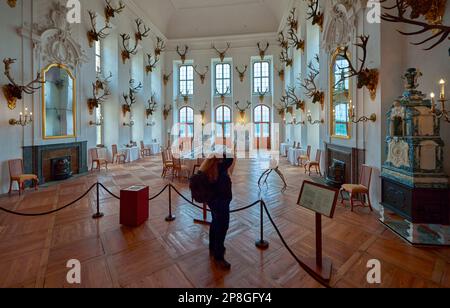 Abbagliante interno del castello di Moritzburg. Sassonia, Germania Foto Stock