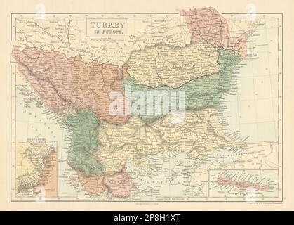 La Turchia in Europa. Inset il Bosforo. Balcani. SIDNEY HALL 1862 vecchia mappa Foto Stock