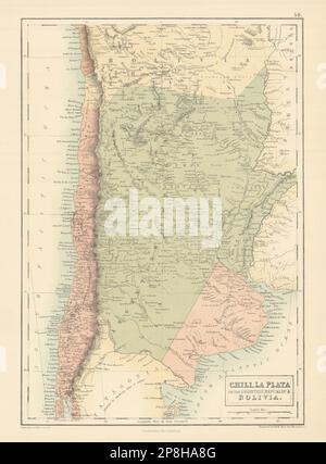 Cile Repubblica Argentina Bolivia con Litorale Cile Argentina BARTOLOMEO 1862 mappa Foto Stock
