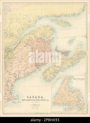 Foglio est per il Canada. Maritimes. St Lawrence NB Nuova Scozia Terranova mappa 1862 Foto Stock