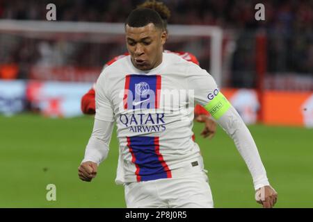 Monaco, Germania. , . 7. Kylian MBAPPE di PSG, CALCIO, UEFA CHAMPIONS LEAGUE, FC Bayern Muenchen vs PSG, Paris Saint Germain, turno di 16 2nd tappa il mercoledì 8. Marzo 2023 a Monaco allo stadio di calcio Allianz Arena, risultato 2:0, (Foto di © Arthur THILL/ATPimages) (THILL Arthur/ATP/SPP) Credit: SPP Sport Press Photo. /Alamy Live News Foto Stock