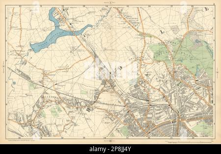 HAMPSTEAD WILLESDEN Cricklewood Golders Green Kilburn Belsize Pk PANCETTA 1900 mappa Foto Stock