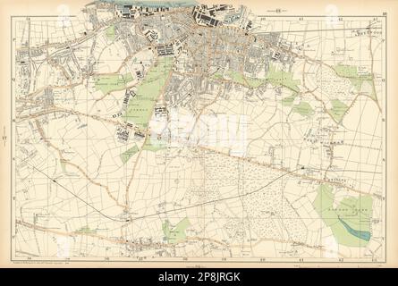 WOOLWICH Charlton Eltham Bexley Plumstead Shooters H Greenwich.BACON mappa 1900 Foto Stock