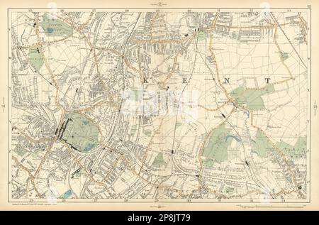 LONDRA Sydenham Penge Beckenham Catford Norwood Dulwich Lewisham BACON 1900 mappa Foto Stock