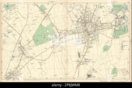 SUTTON Cheam Epsom Belmont Carshalton Ewell Banstead Downs. PANCETTA mappa 1900 Foto Stock