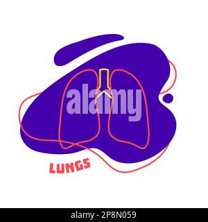 Polmoni sistema respiratorio corpo organo icona contorno Illustrazione Vettoriale