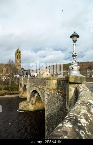 Il ponte Tweed sul fiume Tweed a Peebles, Scozia Foto Stock