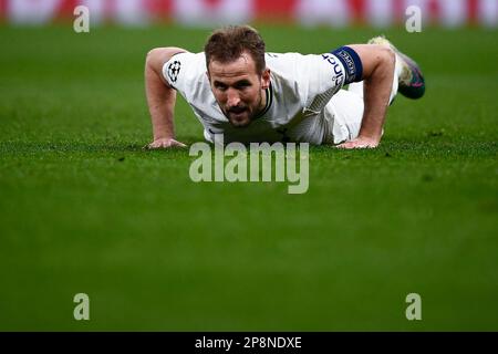 Londra, Regno Unito. 08 marzo 2023. Harry Kane del Tottenham Hotspur FC sembra sconsolato durante il round della UEFA Champions League 16, partita di calcio tra Tottenham Hotspur FC e AC Milan. Credit: Nicolò campo/Alamy Live News Foto Stock