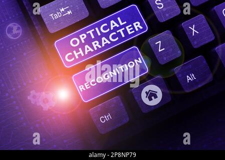 Riconoscimento ottico dei caratteri per la scrittura a mano. Concetto aziendale l'identificazione dei caratteri stampati Foto Stock