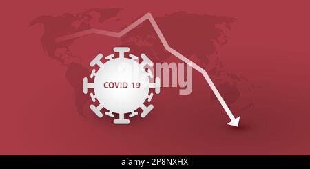 Caduta economica globale causata dal virus Corona Pandemic - Design Concept with Chart Illustrazione Vettoriale
