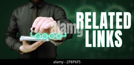 Collegamenti relativi al segno di scrittura a mano. Business Concept Website all'interno di una pagina web riferimenti incrociati Collegamenti ipertestuali Foto Stock