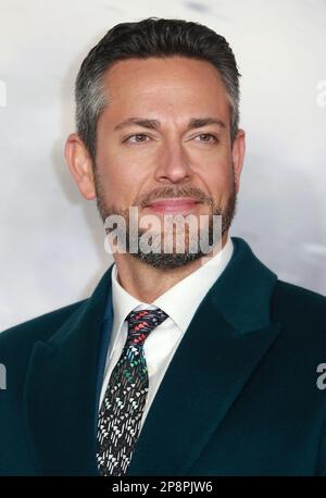 Zachary Levi partecipa alla prima in Gran Bretagna di Shazam! Fury of the Gods a Cineworld Leicester Square a Londra, Inghilterra. Foto Stock