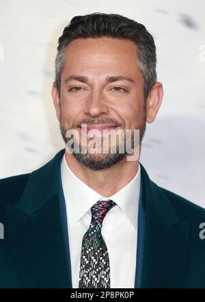 Zachary Levi partecipa alla prima in Gran Bretagna di Shazam! Fury of the Gods a Cineworld Leicester Square a Londra, Inghilterra. Foto Stock