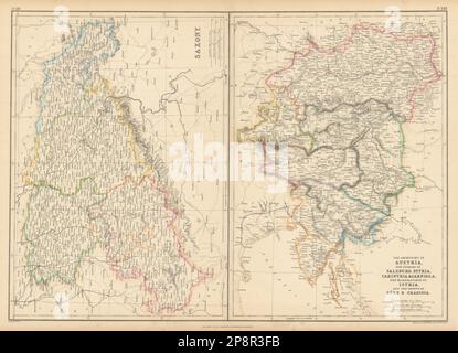 Sassonia. Arciduca d'Austria. Salisburgo, Stiria… Slovenia Istria. Mappa WELLER 1859 Foto Stock