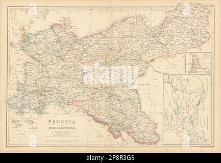 Prussia e Meclemburgo di Edward Weller. Germania e Polonia 1859 vecchia mappa Foto Stock