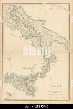 Italia Meridionale. Napoli. Regno delle due Sicilie. Mappa di William Hughes 1859 Foto Stock