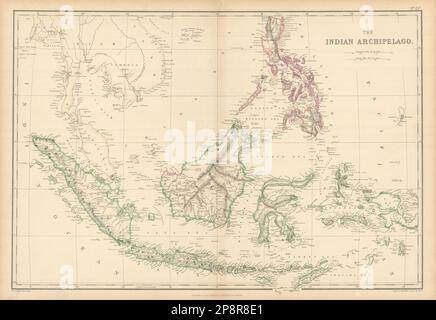 L'arcipelago indiano. Indie orientali Indonesia Filippine. WELLER 1859 vecchia mappa Foto Stock