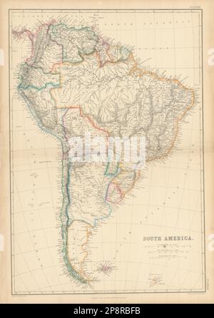 Sud America di Joseph Wilson Lowry. Banda Oriental. Patagonia 1859 vecchia mappa Foto Stock