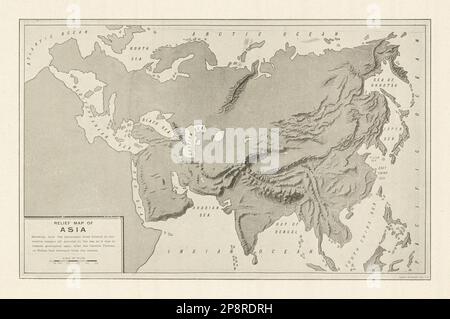 Mappa di rilievo dell'Asia 1907 vecchia tabella di piano d'annata antica Foto Stock