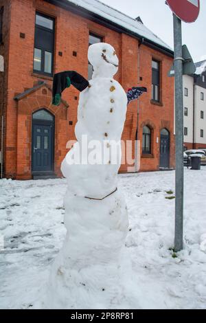 Newtown, Galles, 09/03/2023, nevicate abbondanti a Newtown Mid Wales Today.Credit: H18PDW Fotografia/Alamy Live News Foto Stock